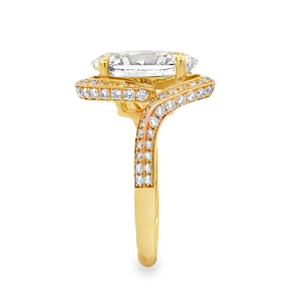 14K Yellow Gold Lab Grown Oval Diamond Micro Pave Bypass Halo Ring | 5.0 CT Image 2 Classic Creations In Diamonds & Gold Venice, FL