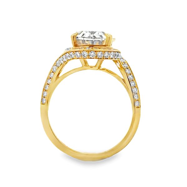 14K Yellow Gold Lab Grown Oval Diamond Micro Pave Bypass Halo Ring | 5.0 CT Image 3 Classic Creations In Diamonds & Gold Venice, FL