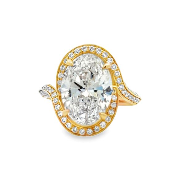 14K Yellow Gold Lab Grown Oval Diamond Micro Pave Bypass Halo Ring | 5.0 CT Classic Creations In Diamonds & Gold Venice, FL
