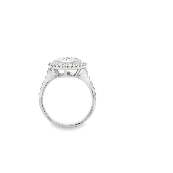 14K White Gold Lab Grown Pear Diamond Bezel Halo Ring | 4.40 CT Image 2 Classic Creations In Diamonds & Gold Venice, FL