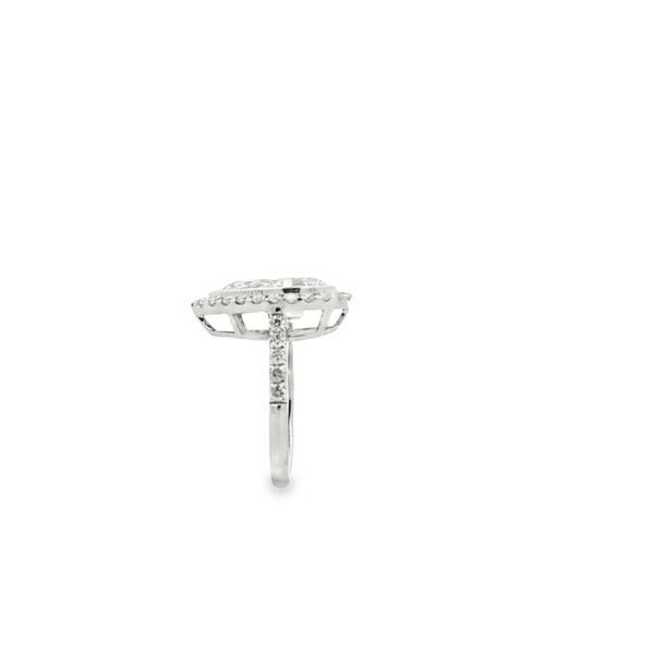 14K White Gold Lab Grown Pear Diamond Bezel Halo Ring | 4.40 CT Image 4 Classic Creations In Diamonds & Gold Venice, FL