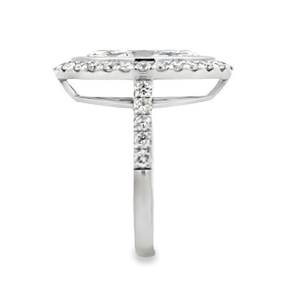 14K White Gold Lab Grown Marquise Diamond Halo Ring With Diamond Shank | 3.05 CT Image 2 Classic Creations In Diamonds & Gold Venice, FL