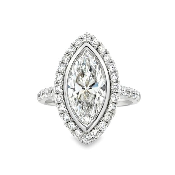 14K White Gold Lab Grown Marquise Diamond Halo Ring With Diamond Shank | 3.05 CT Classic Creations In Diamonds & Gold Venice, FL