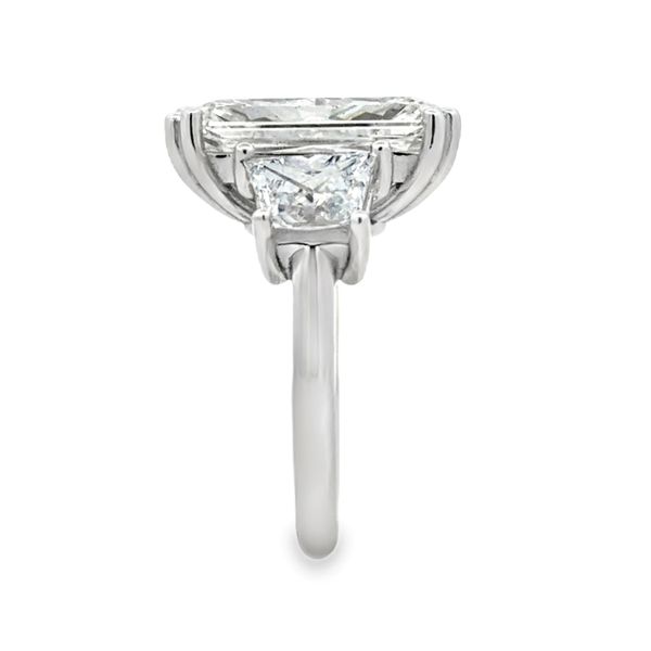 14K White Gold IGI Lab Grown Radiant Diamond Three Stone Ring With Trapezoid Side Diamonds | 10.02 CT Image 2 Classic Creations In Diamonds & Gold Venice, FL