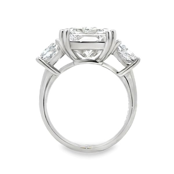 14K White Gold IGI Lab Grown Radiant Diamond Three Stone Ring With Trapezoid Side Diamonds | 10.02 CT Image 3 Classic Creations In Diamonds & Gold Venice, FL