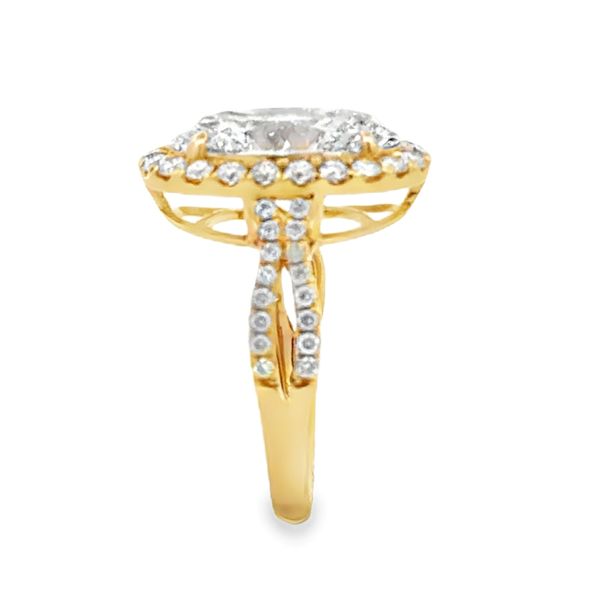 14K Yellow Gold IGI Lab Grown Oval Diamond Halo Split Shank Ring | 5.06 CT Image 2 Classic Creations In Diamonds & Gold Venice, FL