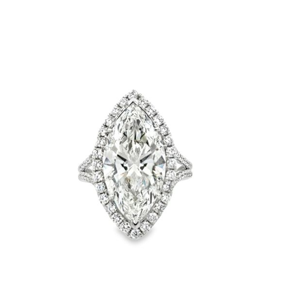 14K White Gold IGI Lab Grown Marquise Diamond Halo Split Shank Ring | 8.18 CT Classic Creations In Diamonds & Gold Venice, FL