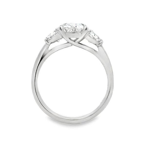 14K White Gold IGI Lab Grown Oval Diamond Three Stone Ring With Half Moon Side Diamonds 3.01Ct. Engagement Ring Image 4 Classic Creations In Diamonds & Gold Venice, FL