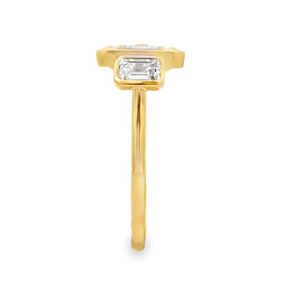18K Yellow Gold IGI Lab Grown Emerald Cut Diamond Three Stone 3.01Ct. Engagement Ring Image 4 Classic Creations In Diamonds & Gold Venice, FL