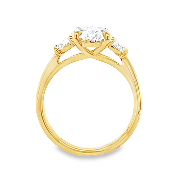 Lab Grown Oval Diamond Three Stone Ring 3.63 CT 14K Yellow Gold IGI Graded Image 2 Classic Creations In Diamonds & Gold Venice, FL