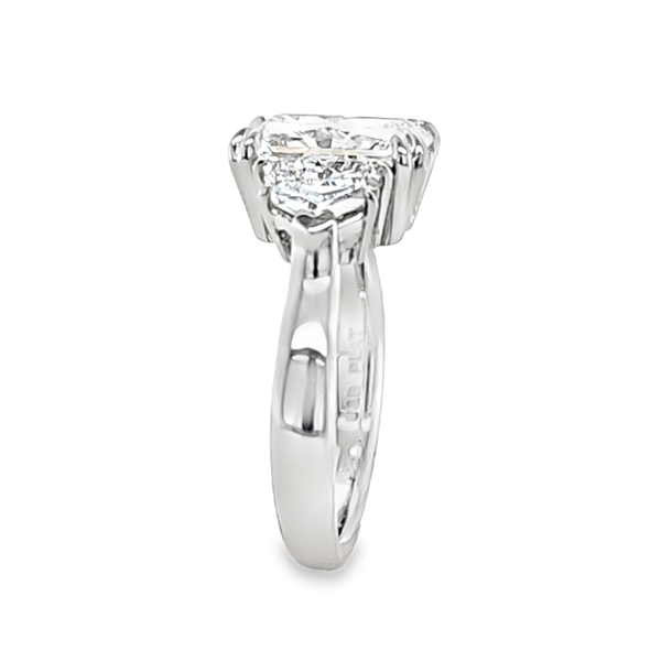 Lab Grown Radiant Cut Diamond Three Stone Ring 4.04 CT Platinum IGI Certified Image 4 Classic Creations In Diamonds & Gold Venice, FL
