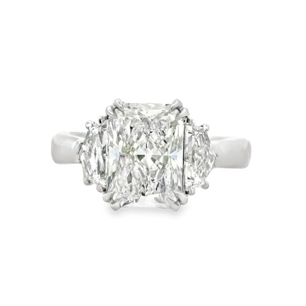 Lab Grown Radiant Cut Diamond Three Stone Ring 4.04 CT Platinum IGI Certified Classic Creations In Diamonds & Gold Venice, FL