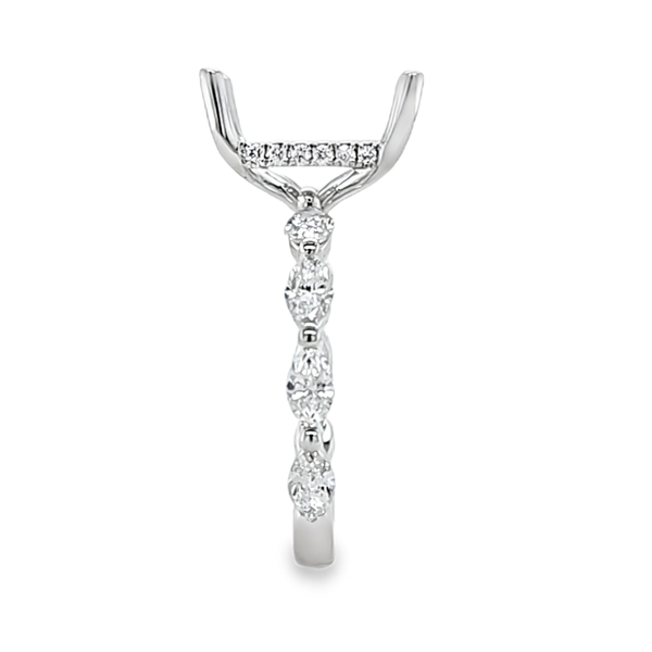 14K White Gold Marquise Shank Micro Pave Side Halo Semi Mount for Rectangular Center Stone – 1.05ct TW Image 4 Classic Creations In Diamonds & Gold Venice, FL