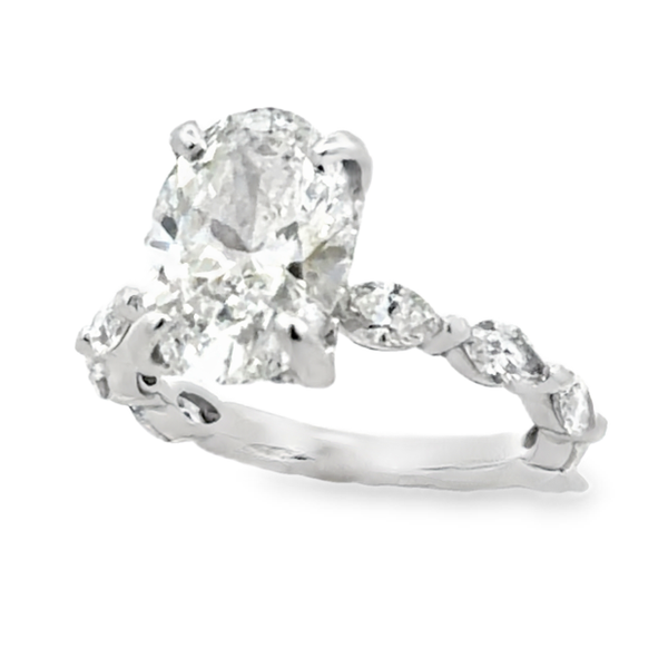 14K White Gold Marquise Shank Micro Pave Side Halo Semi Mount for Rectangular Center Stone – 1.05ct TW Classic Creations In Diamonds & Gold Venice, FL