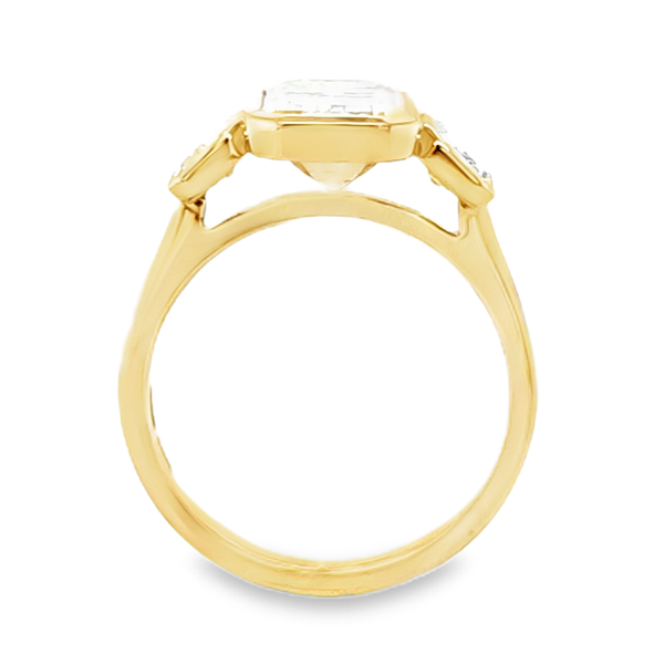 14K Yellow Gold IGI Certified Lab Grown Three Stone Emerald Cut Diamond Bezel Set Engagement Ring 3.99 CTW Image 3 Classic Creations In Diamonds & Gold Venice, FL
