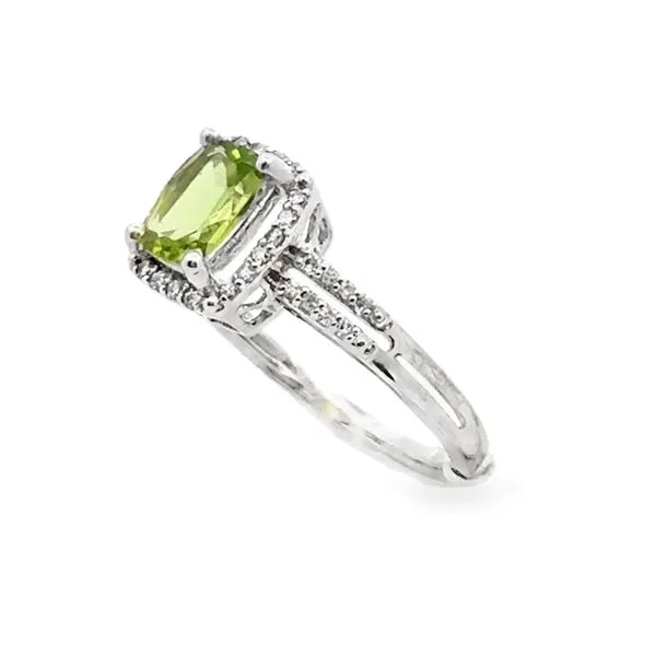 14K White Gold Peridot And Diamond Halo Row Split Ring Image 2 Classic Creations In Diamonds & Gold Venice, FL