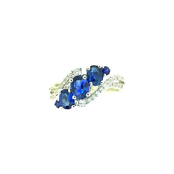 14K White Gold Oval Sapphire And Micro Pavè Diamond Crossover Ring Classic Creations In Diamonds & Gold Venice, FL