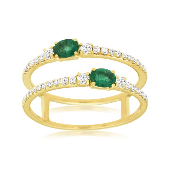 Emerald & Diamond 2 Row Open Shank Fashion Ring Classic Creations In Diamonds & Gold Venice, FL