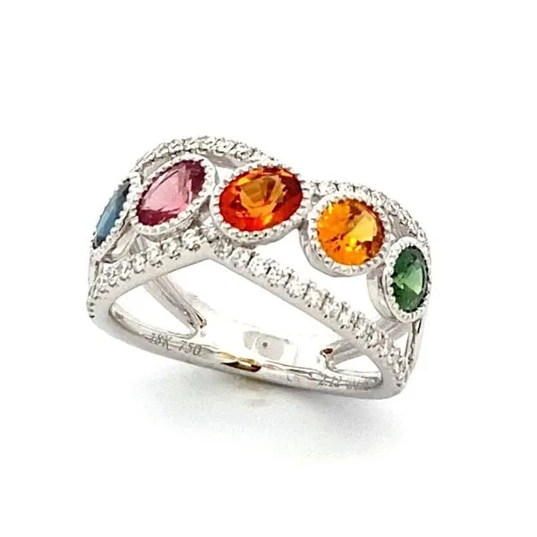 14K Multicolor Sapphire & Diamond Ring Classic Creations In Diamonds & Gold Venice, FL