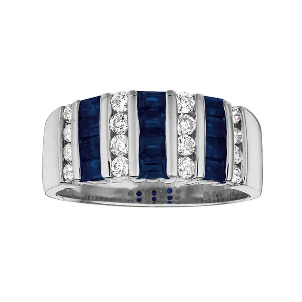14K White Gold Vertical Channel Set Sapphire & Diamond Band Classic Creations In Diamonds & Gold Venice, FL