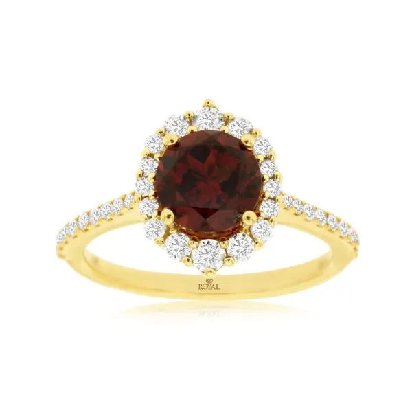 Mozambique Garnet & Diamond Halo Ring Classic Creations In Diamonds & Gold Venice, FL