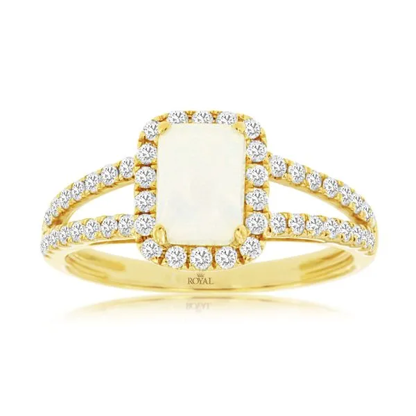 Opal & Diamond Halo Ring Classic Creations In Diamonds & Gold Venice, FL