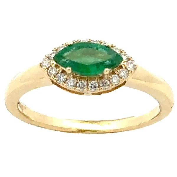 Colombian Emerald East-West Diamond Halo Ring Classic Creations In Diamonds & Gold Venice, FL