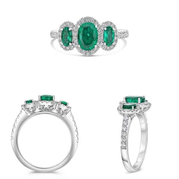 Roman + Jules Platinum Colombian Emerald & Diamond Triple Halo Ring Classic Creations In Diamonds & Gold Venice, FL