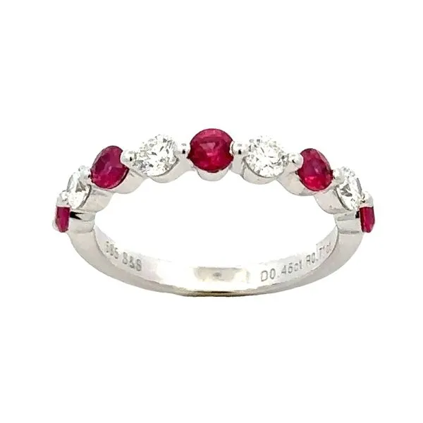 Alternating Ruby & Diamond Shared Prong Band Image 2 Classic Creations In Diamonds & Gold Venice, FL