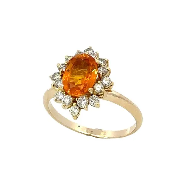 Orange Sapphire & Diamond Halo Ring Classic Creations In Diamonds & Gold Venice, FL