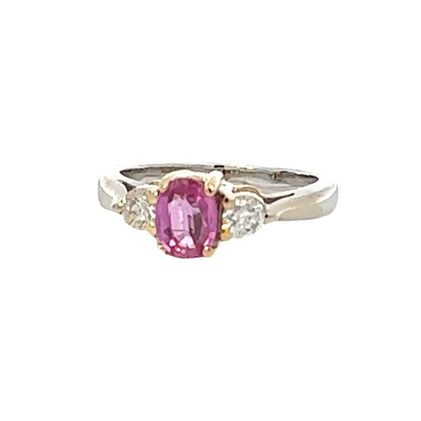 18K Pink Sapphire & Diamond 3 Stone Ring Classic Creations In Diamonds & Gold Venice, FL