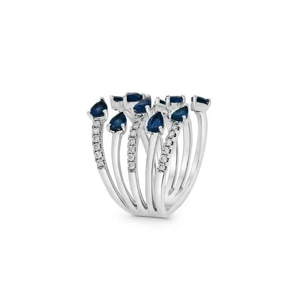 Sapphire & Diamond 5 Row Cuff Ring Image 2 Classic Creations In Diamonds & Gold Venice, FL