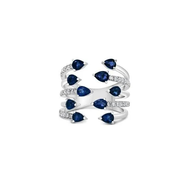 Sapphire & Diamond 5 Row Cuff Ring Classic Creations In Diamonds & Gold Venice, FL