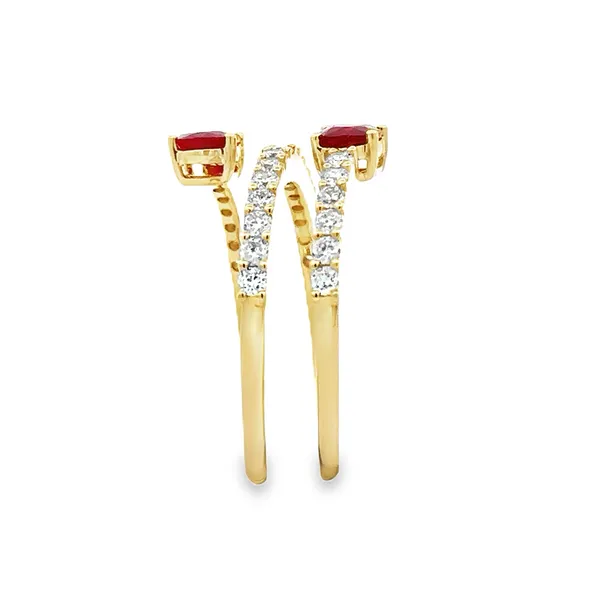Ruby & Diamond 3 Row Bypass Ring Image 2 Classic Creations In Diamonds & Gold Venice, FL