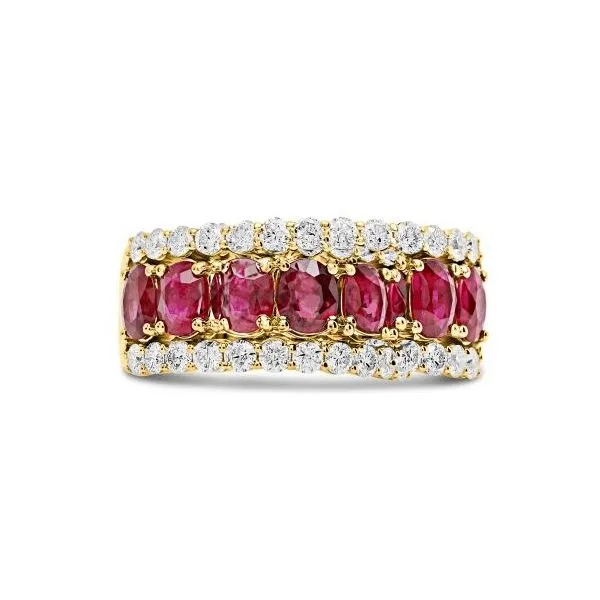 18K Yellow Gold Oval Rubies And Diamond Band Classic Creations In Diamonds & Gold Venice, FL