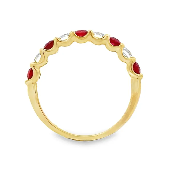 Ruby & Diamond Shared Prong Band Image 2 Classic Creations In Diamonds & Gold Venice, FL