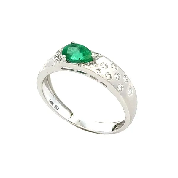 Colombian Emerald Pear Burnished Set Diamonds Image 2 Classic Creations In Diamonds & Gold Venice, FL