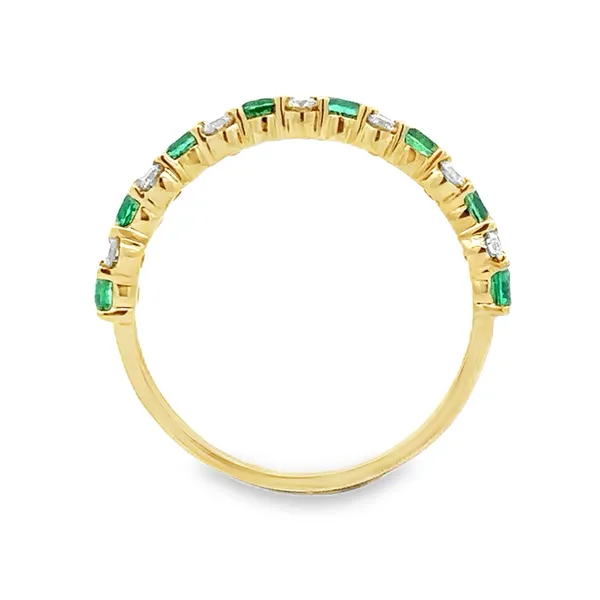 Emerald & Diamond Shared Prong Band Image 2 Classic Creations In Diamonds & Gold Venice, FL