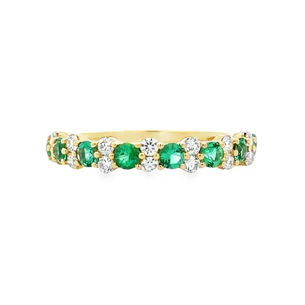 Emerald & Diamond Shared Prong Band Classic Creations In Diamonds & Gold Venice, FL