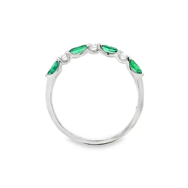 Colombian Emerald Oval & RBC Diamond Shared Prong Band Image 2 Classic Creations In Diamonds & Gold Venice, FL