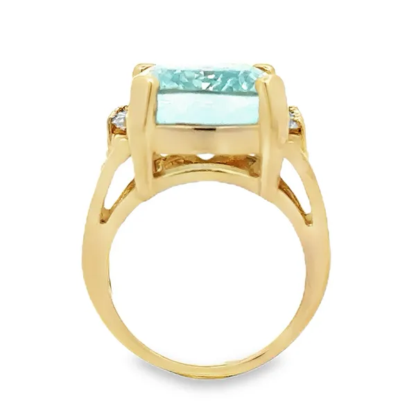 14K Yellow Gold Cushion Cut Aquamarine & Diamond Ring Image 2 Classic Creations In Diamonds & Gold Venice, FL