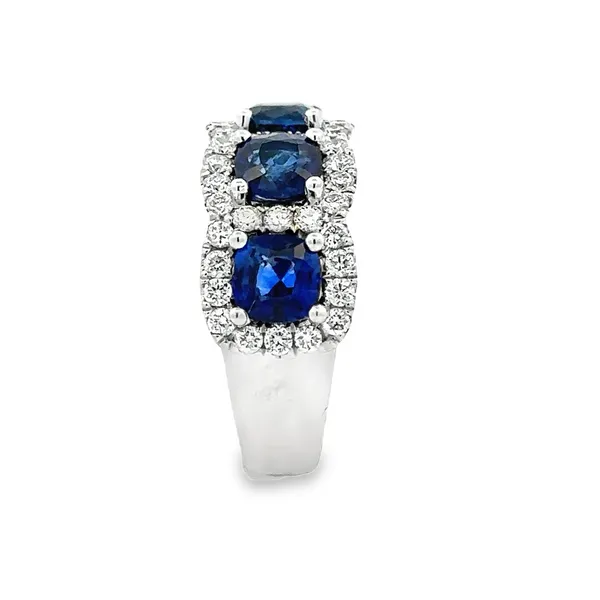 14K White Gold Cushion Cut Sapphire and Diamond Halo Ring Image 4 Classic Creations In Diamonds & Gold Venice, FL