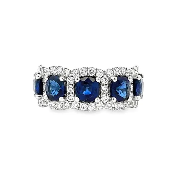 14K White Gold Cushion Cut Sapphire and Diamond Halo Ring Classic Creations In Diamonds & Gold Venice, FL