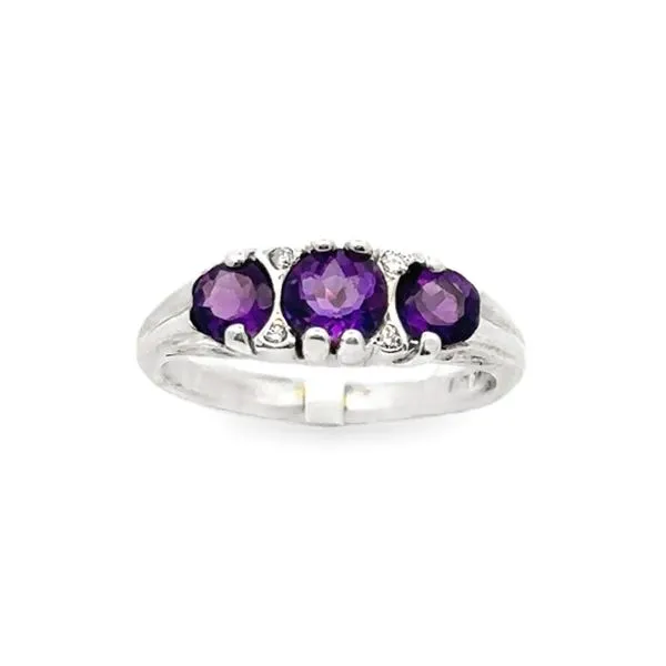 14K White Gold Amethyst And Diamond Ring Classic Creations In Diamonds & Gold Venice, FL