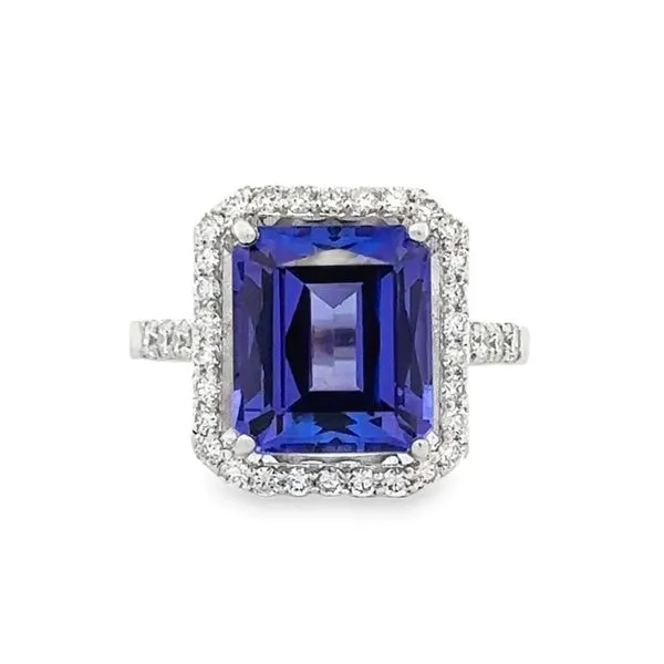 18K 5.50ct. Emerald Cut Tanzanite & Diamond & Ring Classic Creations In Diamonds & Gold Venice, FL