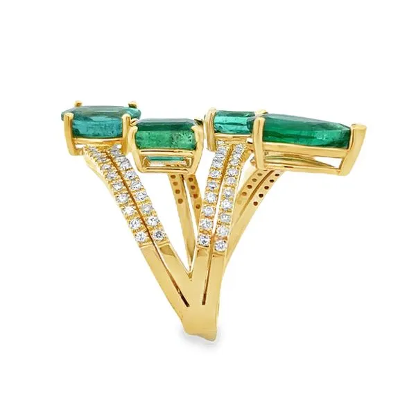 18K Yellow Gold Emerald And Diamond Bypass Ring Image 3 Classic Creations In Diamonds & Gold Venice, FL