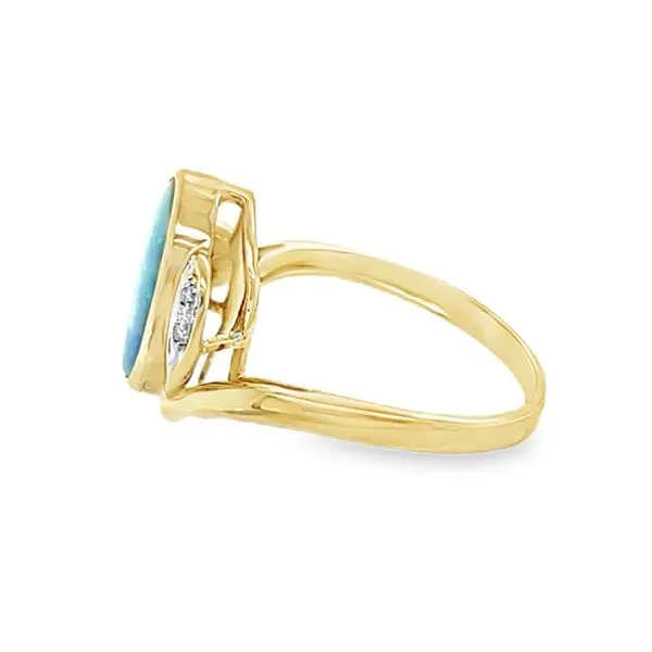 14KY Bezel Set Boulder Opal & Diamond Ring Image 3 Classic Creations In Diamonds & Gold Venice, FL