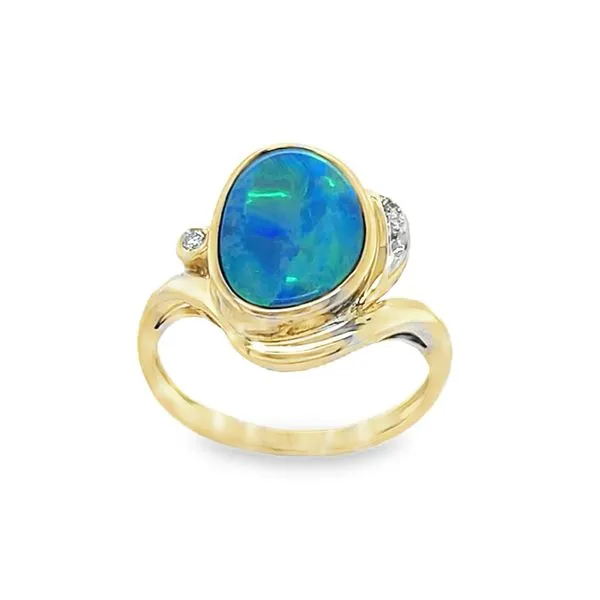 14KY Bezel Set Boulder Opal & Diamond Ring Classic Creations In Diamonds & Gold Venice, FL
