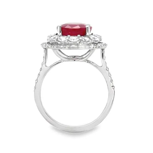 14K White Gold GIA 4.80ct. Ruby Oval Double Halo Diamond Ring Image 3 Classic Creations In Diamonds & Gold Venice, FL