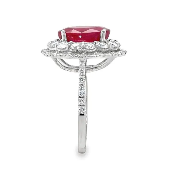 14K White Gold GIA 4.80ct. Ruby Oval Double Halo Diamond Ring Image 4 Classic Creations In Diamonds & Gold Venice, FL